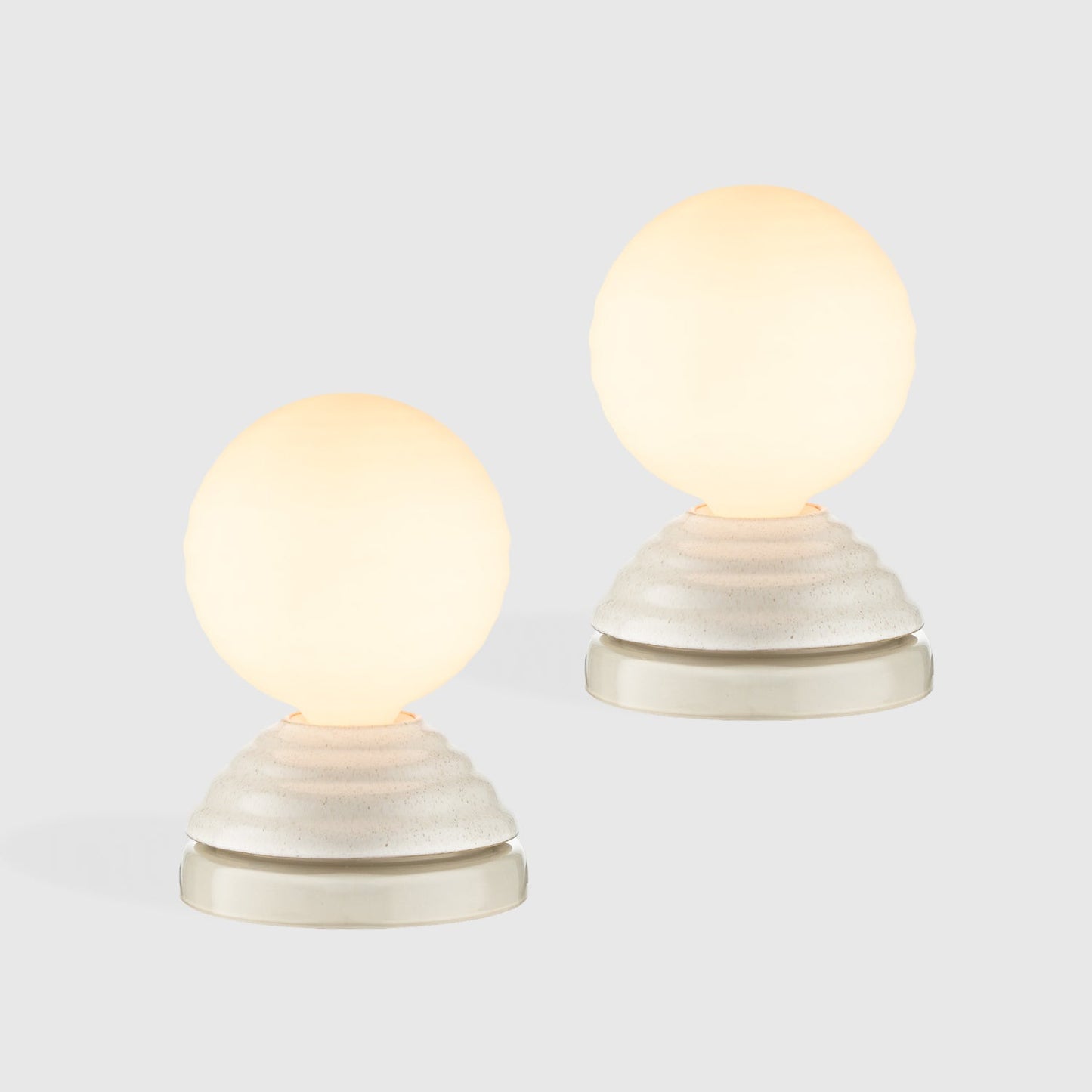 Wake Sleep Light Table Lamp Set of 2 Pebble White, Dim-to-Warm LED, Ceramic & Glass, Smart Home Compatible