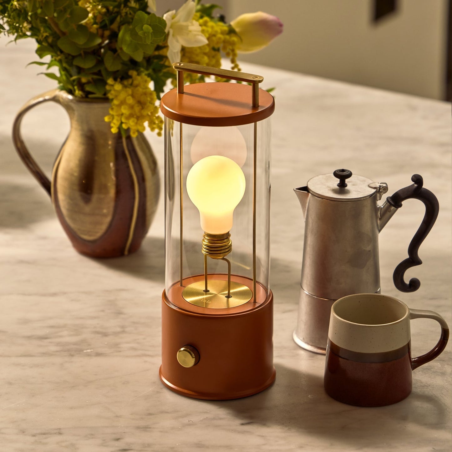 Portable Cordless LED Lantern Warm Claycourt Orange