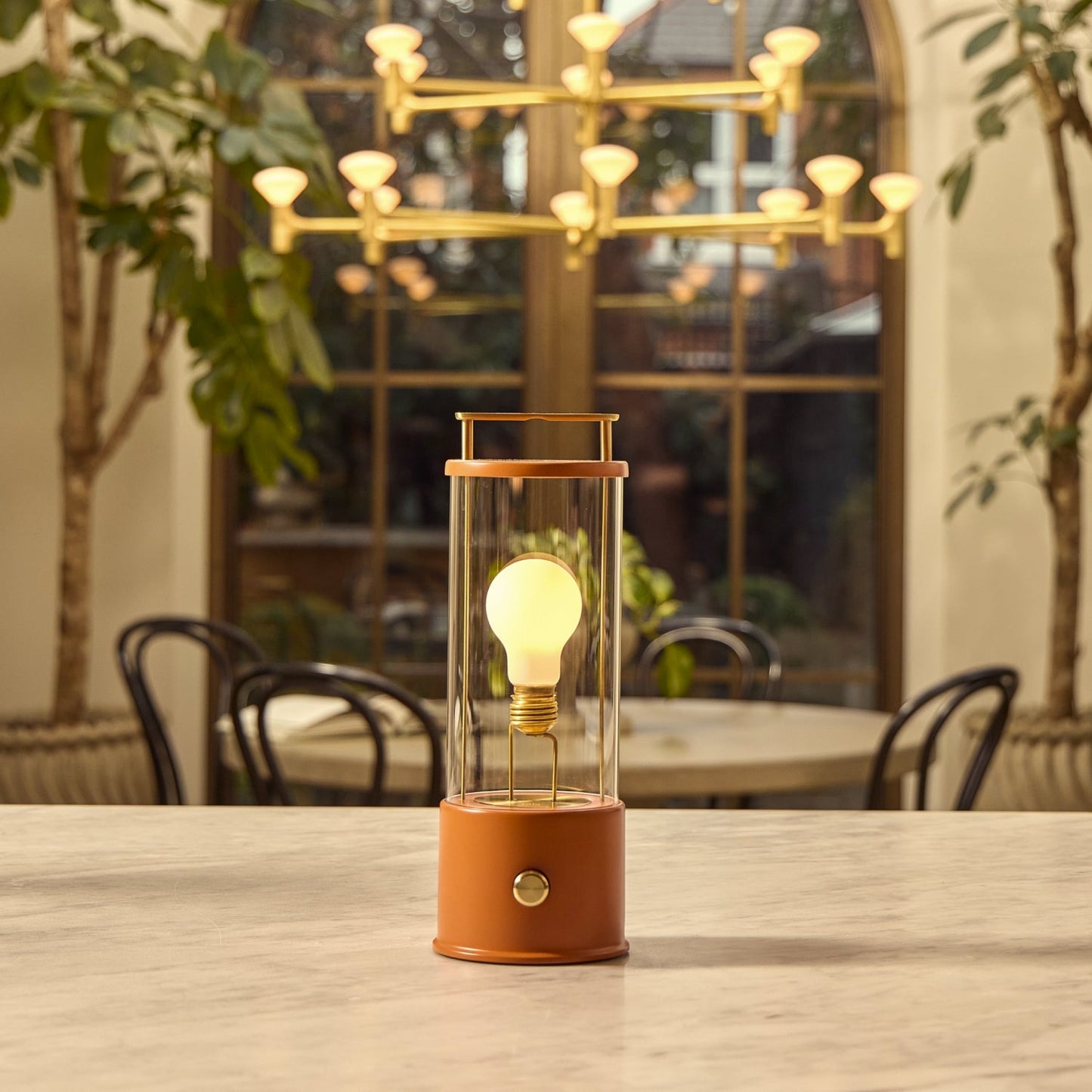 Portable Cordless LED Lantern Warm Claycourt Orange