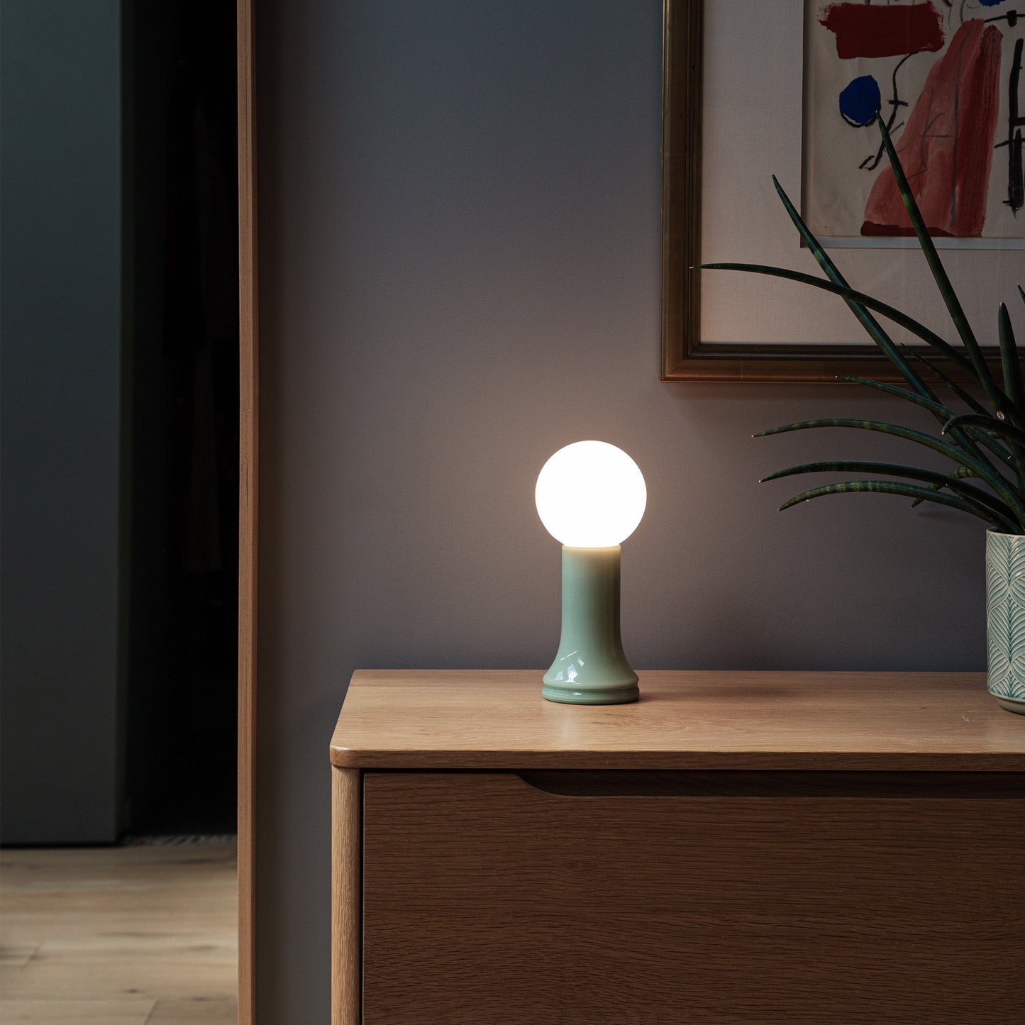 Shore Table Lamp in Sea Green ¨C Recycled Glass, Dimmable LED