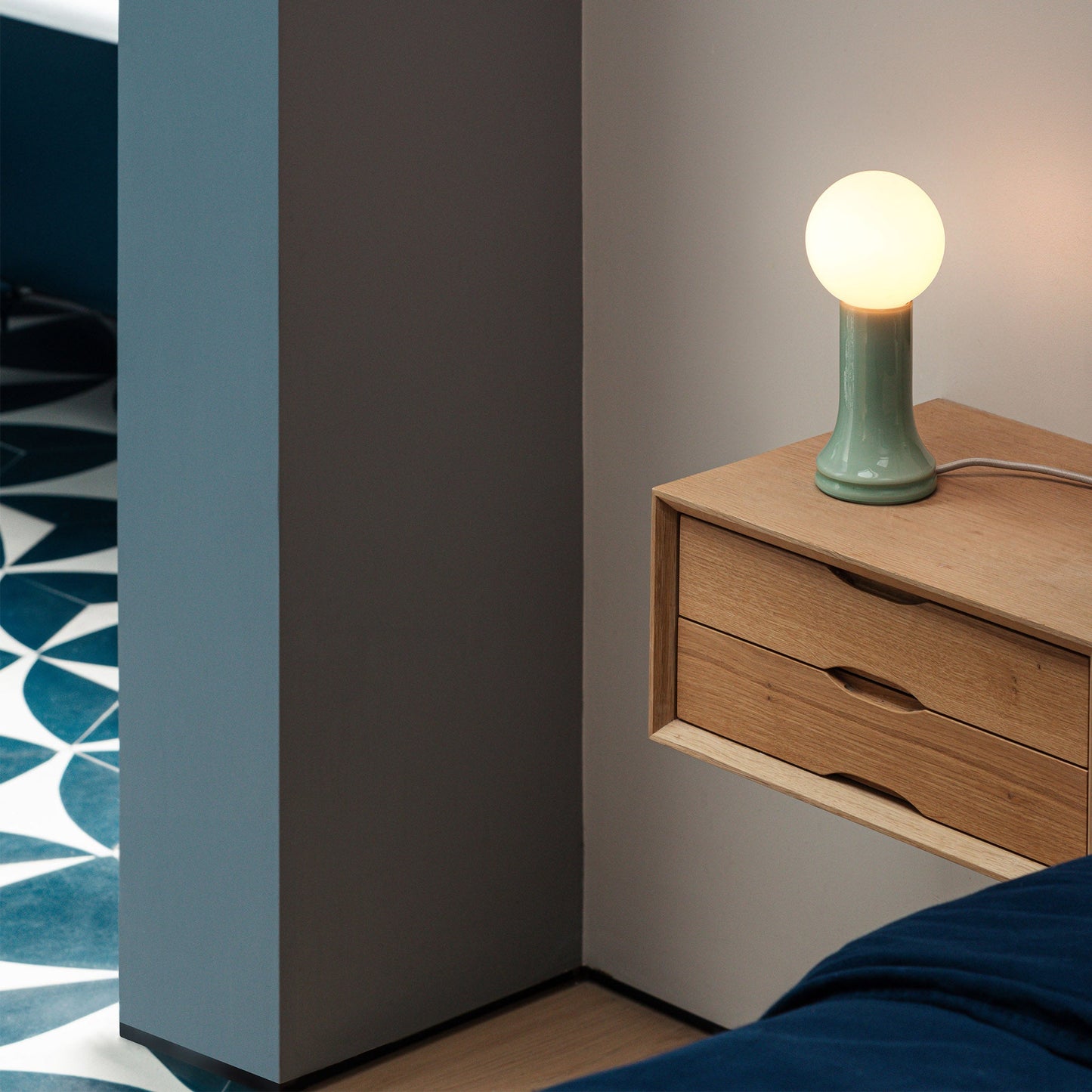 Shore Table Lamp in Sea Green ¨C Recycled Glass, Dimmable LED