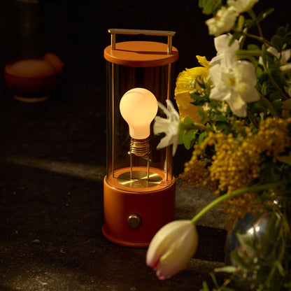 Portable Cordless LED Lantern Warm Claycourt Orange