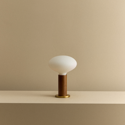 Knuckle Table Lamp in Walnut + Oval Dim to Warm