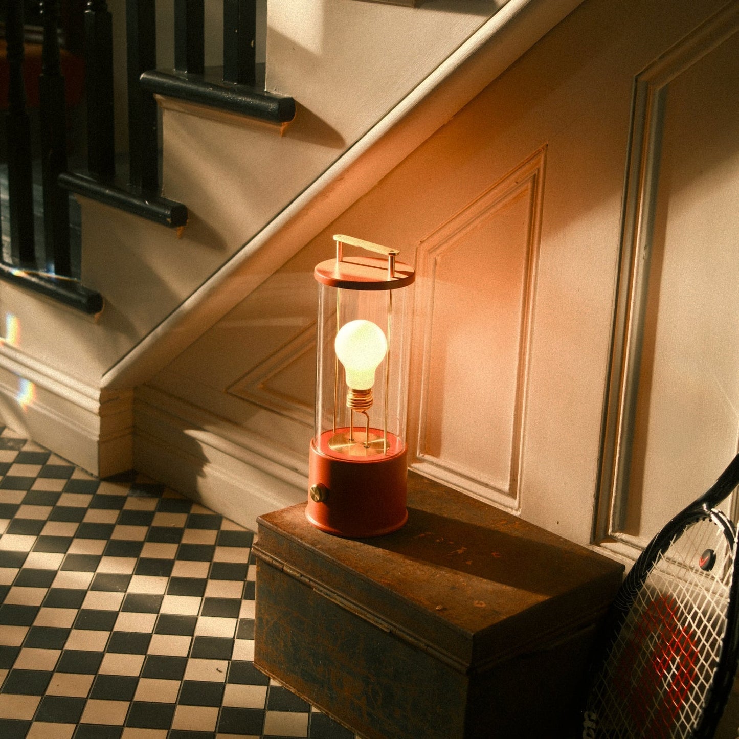 Portable Cordless LED Lantern Warm Claycourt Orange