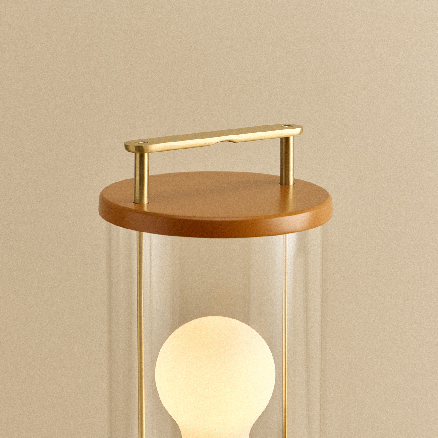 Portable Cordless LED Lantern Warm Claycourt Orange